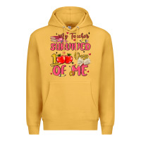 Mustard my teacher survived 100 days of me Premium Hoodie - MaliasSmallBusiness