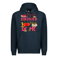 Navy my teacher survived 100 days of me Premium Hoodie - MaliasSmallBusiness