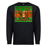 Black st patricks day long haired cow Premium Sweatshirt - Jasminsmagicworld