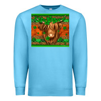 Ocean Blue st patricks day long haired cow Premium Sweatshirt - Jasminsmagicworld