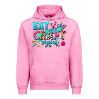 Fuchsia Pink eat sleep craft repeat Urban Hoodie - NancyCooperArtShop
