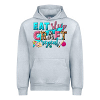 Heather Grey eat sleep craft repeat Urban Hoodie - NancyCooperArtShop