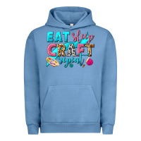 Pigment Pebble Blue eat sleep craft repeat Urban Hoodie - NancyCooperArtShop