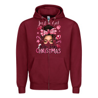 Burgundy just a girl who loves pink christmas messy bun Zipper Hoodie - texasbilliewilder