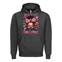 Charcoal Heather just a girl who loves pink christmas messy bun Zipper Hoodie - texasbilliewilder