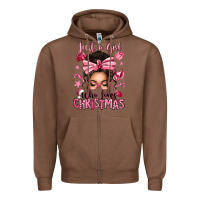 Chestnut just a girl who loves pink christmas messy bun Zipper Hoodie - texasbilliewilder