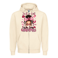 Sandshell just a girl who loves pink christmas messy bun Zipper Hoodie - texasbilliewilder