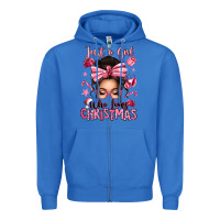 True Royal just a girl who loves pink christmas messy bun Zipper Hoodie - texasbilliewilder
