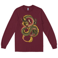 Burgundy green and yellow dragon Long Sleeve Tee - RanaPortraitStore