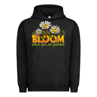 Pigment Black bloom where you are planted Urban Hoodie - NancyCooperArtShop