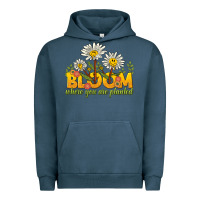 Pigment Midnight Navy bloom where you are planted Urban Hoodie - NancyCooperArtShop