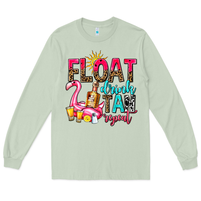 Float Drink Tan Repeat Long Sleeve Tee by AdoDesignShop | Teevron