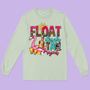 Float Drink Tan Repeat Long Sleeve Tee Designed By Adodesignshop