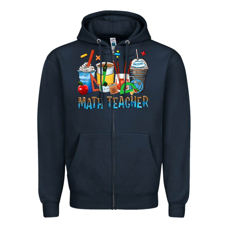 Math Teacher Coffee Cups Zipper Hoodie by Zillion Design Studio | Teevron