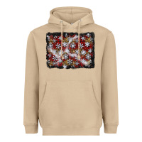 Mushroom christmas snow crystals background Heavyweight Hoodie - BundleAndBundleShop