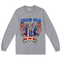 Heather Grey freedom rocks make some noise Long Sleeve Tee - texasbilliewilder