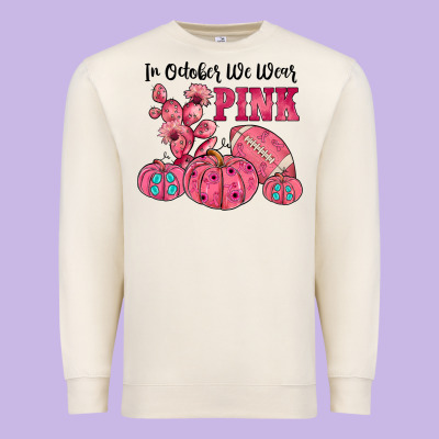 In October We Wear Pink Premium Sweatshirt Designed By Jahusdesignshop