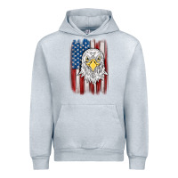 Heather Grey American flag eagle Urban Hoodie - MaliasSmallBusiness