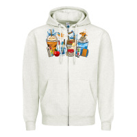 Oatmeal Heather art teacher coffee cups Zipper Hoodie - Zillion Design Studio