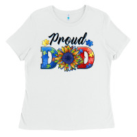 White proud dad autism Ladies Tee - BarkalooDesign