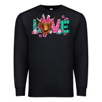 Black love easter floral longhaired cow Premium Sweatshirt - Jasminsmagicworld