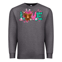 Charcoal Heather love easter floral longhaired cow Premium Sweatshirt - Jasminsmagicworld