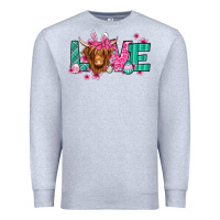 Heather Grey love easter floral longhaired cow Premium Sweatshirt - Jasminsmagicworld
