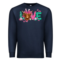Navy love easter floral longhaired cow Premium Sweatshirt - Jasminsmagicworld