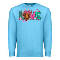 Ocean Blue love easter floral longhaired cow Premium Sweatshirt - Jasminsmagicworld