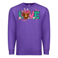 Purple love easter floral longhaired cow Premium Sweatshirt - Jasminsmagicworld