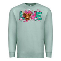 Seafoam love easter floral longhaired cow Premium Sweatshirt - Jasminsmagicworld