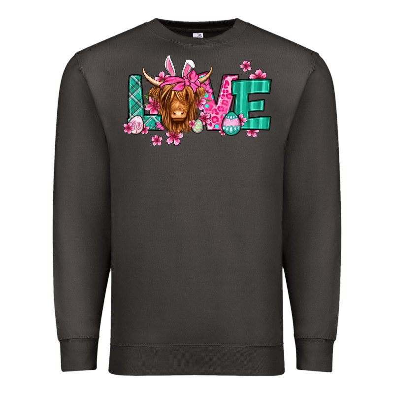 Love Easter Floral Longhaired Cow Premium Sweatshirt by Jasminsmagicworld | Teevron