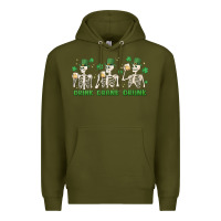 Army Green drink drank drunk st. patricks day skeletons Premium Hoodie - MaliasSmallBusiness