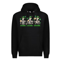Black drink drank drunk st. patricks day skeletons Premium Hoodie - MaliasSmallBusiness