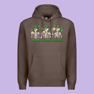 Drink Drank Drunk St. Patricks Day Skeletons Premium Hoodie Designed By Maliassmallbusiness