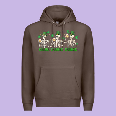 Drink Drank Drunk St. Patricks Day Skeletons Premium Hoodie Designed By Maliassmallbusiness