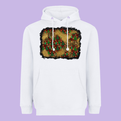 Christmas Trees And Leopard Background Heavyweight Hoodie Designed By Bundleandbundleshop