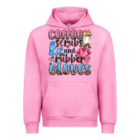 Fuchsia Pink coffee scrubs and rubber gloves Urban Hoodie - NancyCooperArtShop
