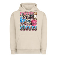 Pigment French Oak coffee scrubs and rubber gloves Urban Hoodie - NancyCooperArtShop