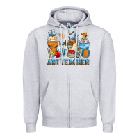 Heather Grey art teacher coffee cups Zipper Hoodie - Zillion Design Studio