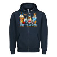 Navy art teacher coffee cups Zipper Hoodie - Zillion Design Studio