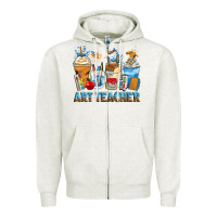 Oatmeal Heather art teacher coffee cups Zipper Hoodie - Zillion Design Studio