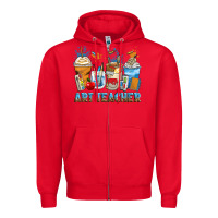Red art teacher coffee cups Zipper Hoodie - Zillion Design Studio
