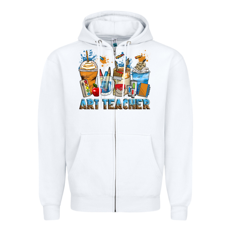 Art Teacher Coffee Cups Zipper Hoodie by Zillion Design Studio | Teevron