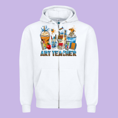 Art Teacher Coffee Cups Zipper Hoodie Designed By Zillion Design Studio