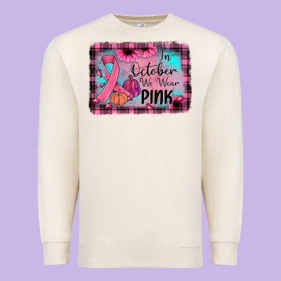 In October We Wear Pink Premium Sweatshirt Designed By Jahusdesignshop