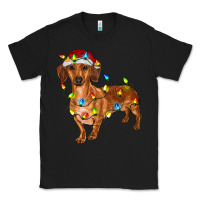 Black dachshund with christmas lights Classic Tee - RanaPortraitStore