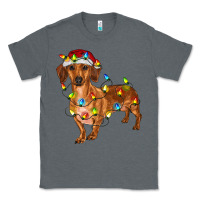 Charcoal Heather dachshund with christmas lights Classic Tee - RanaPortraitStore