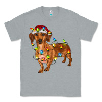 Heather Grey dachshund with christmas lights Classic Tee - RanaPortraitStore