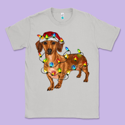 Dachshund With Christmas Lights Classic Tee Designed By Ranaportraitstore